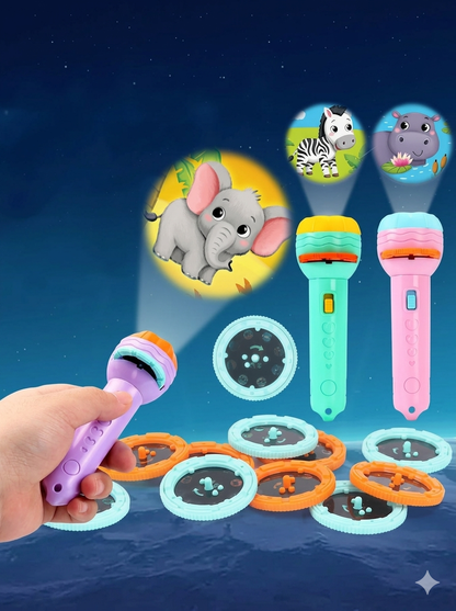 Mini Projector 3 Slides 24 Patterns Flashlight Torch For Kids